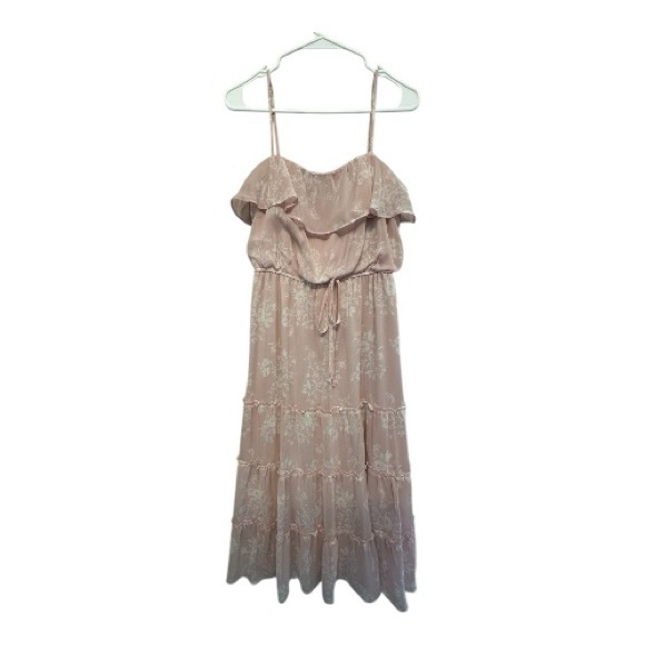 mi ami Dresses & Skirts - Mi Ami Pink & Cream Spaghetti Strap Maxi Sundress Small